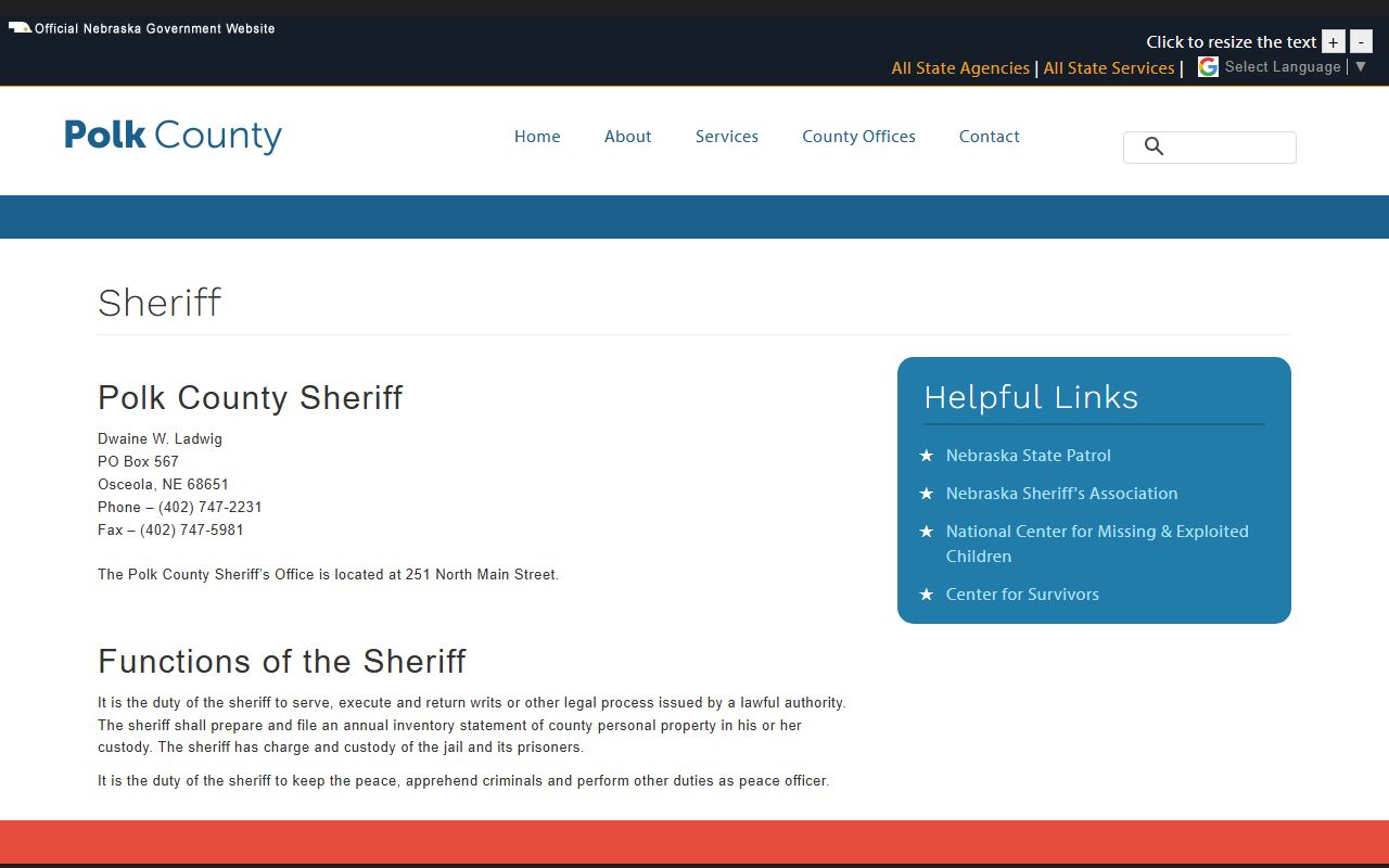 Polk County Sheriff page for jail mugshot and booking photo requests